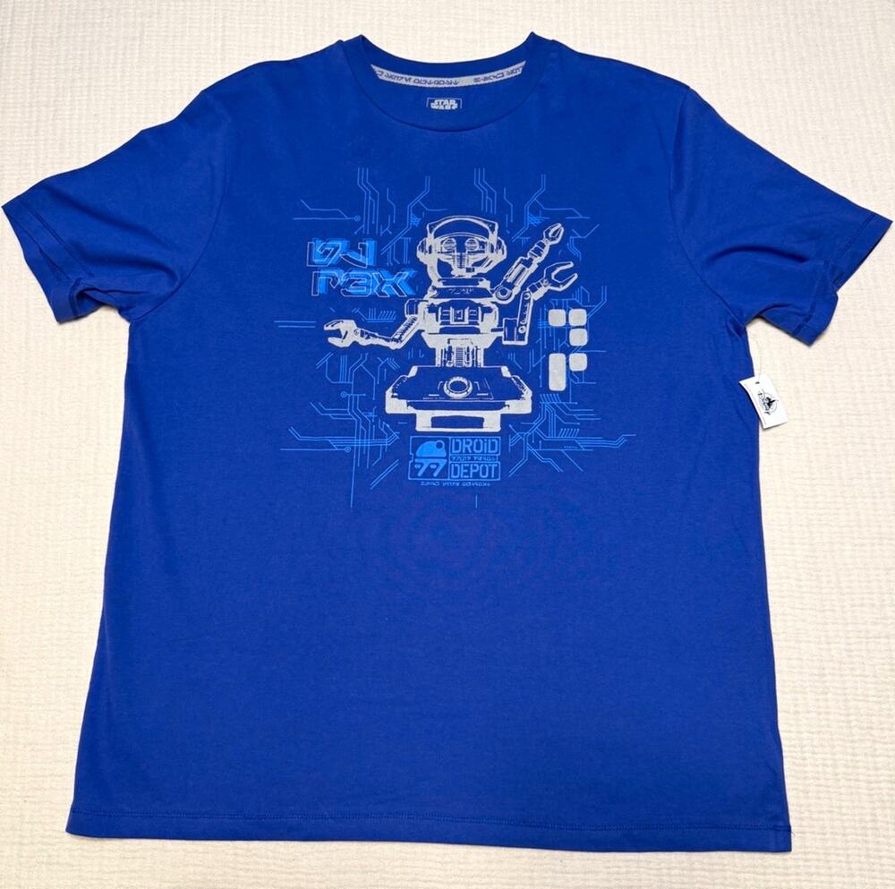 Disney Star Wars Droid Depot DJ R3X R-3X Blue T-Shirt Men’s L
